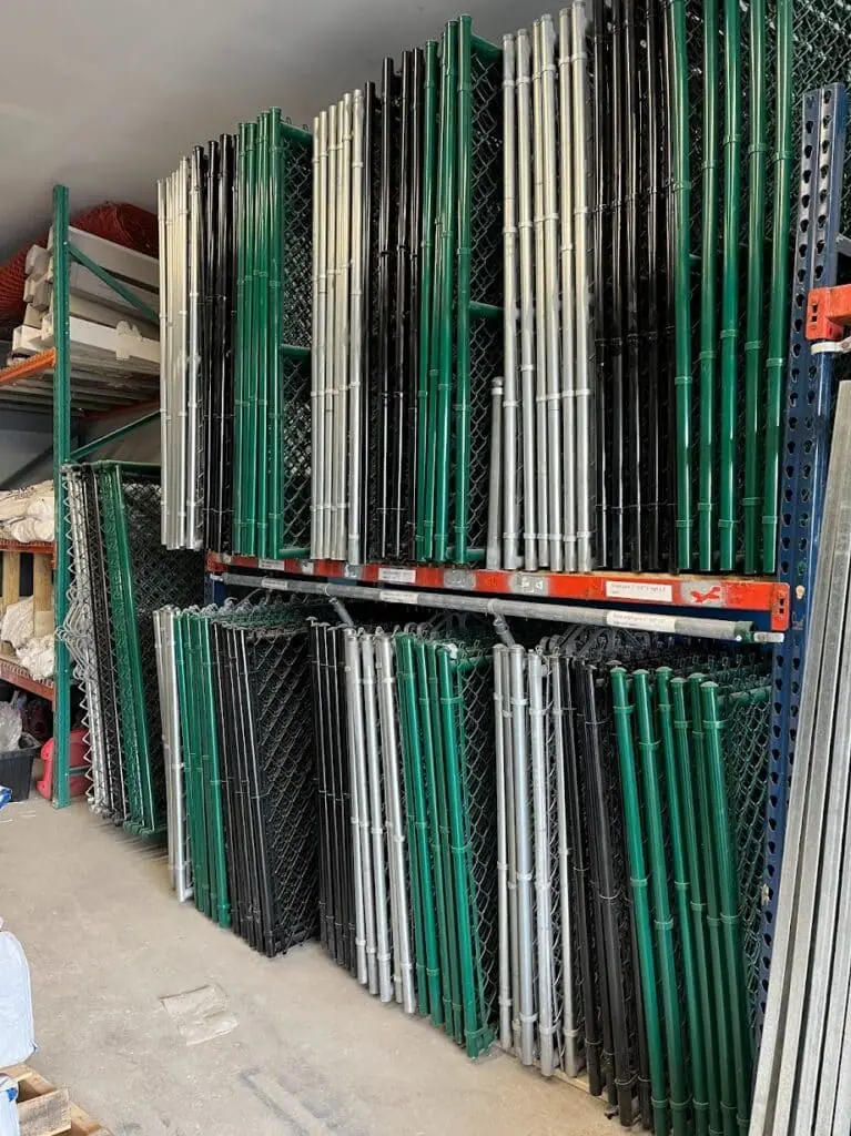 Chain link fence framework — top rails, brace bands, tension bands and bottom tension wire at The Chain LINK Store