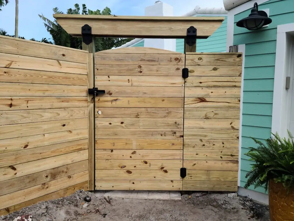 Pre-assembled and custom wooden gates with hardware at The Chain LINK Store, South Florida